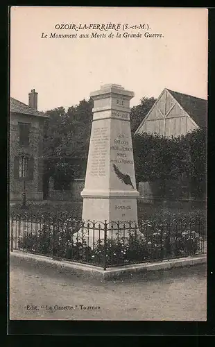 AK Ozoir-la-Ferrière, Le Monument aux Morts de la Grande Guerre