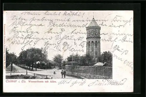 AK Colmar i. Els., Wasserturm mit Allee