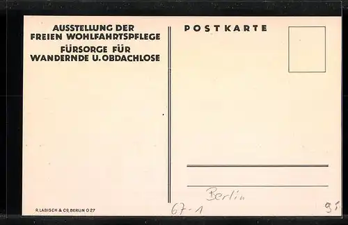 Künstler-AK Berlin, Ausstellung der freien Wohlfahrtspflege Fürsorge für Wandernde und Obdachlose, Bauern am Heuwagen