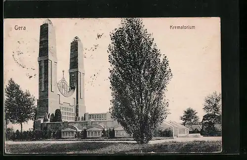 AK Gera, Krematorium in der Gesamtansicht