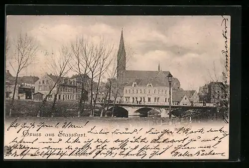 AK Stassfurt, Ortspartie mit Brücke