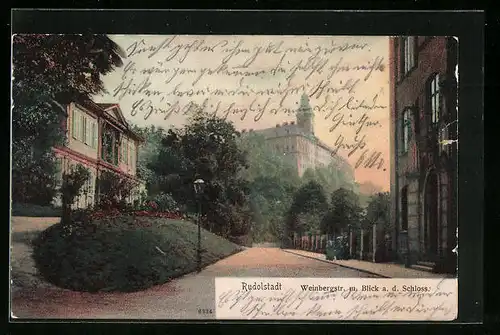 AK Rudolstadt, Weinbergstrasse mit Schloss