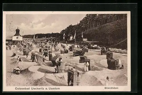 AK Ueckeritz a. Usedom, Strandleben mit Urlaubern