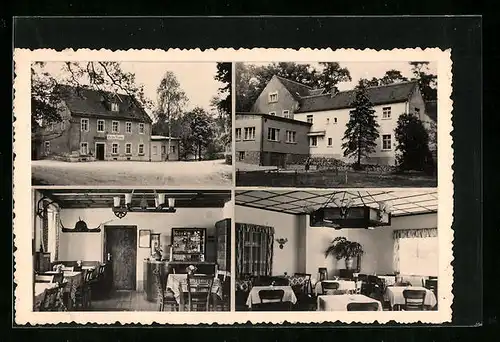 AK Reudnitz, Gasthaus Dahlener Heide- Gebäude, Gastraum, Speiseraum