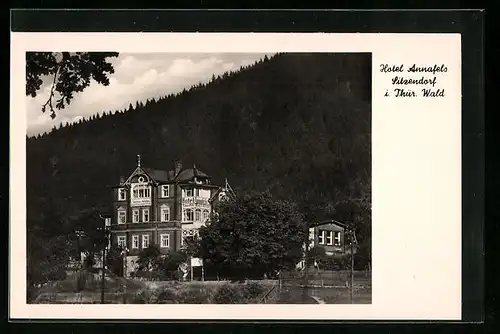 AK Sitzendorf /Th., Hotel Annafels mit Bergkulisse