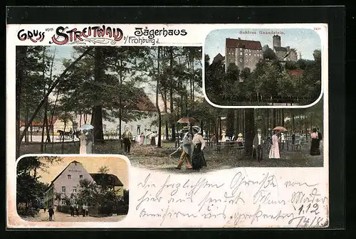 AK Streitwald bei Frohburg, Gasthaus Jägerhaus, Schloss Gnandstein
