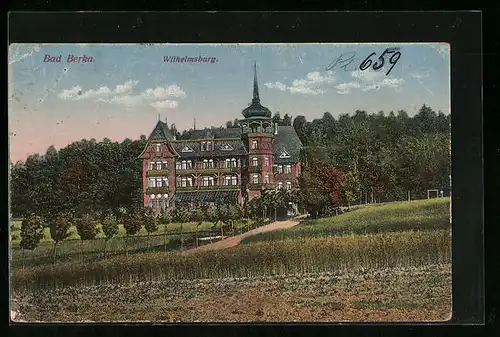 AK Bad Berka, Wilhelmsburg vom Feld gesehen