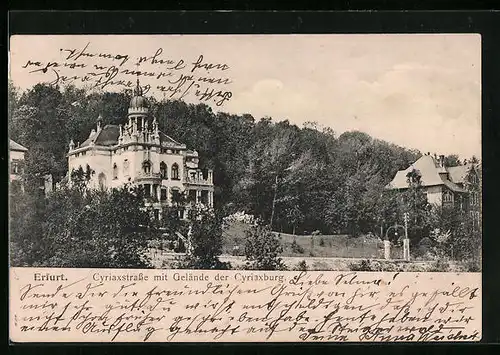AK Erfurt, Cyriaxstrasse mit Gelände der Cyriaxburg