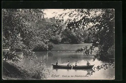 AK Erfurt, Teich an der Friedrichstrasse