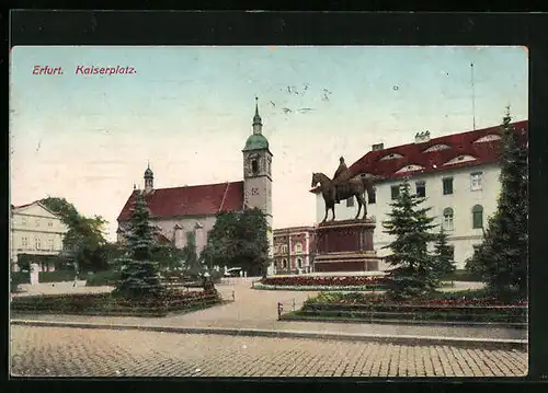 AK Erfurt, Denkmal und Kirche am Kaiserplatz