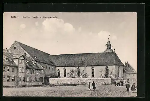 AK Erfurt, Platz vor dem Grossen Hospital, Hospitalkirche