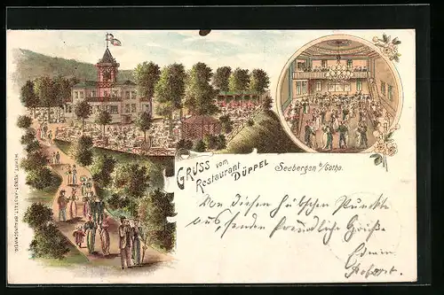 Lithographie Seebergen b. Gotha, Restaurant Düppel