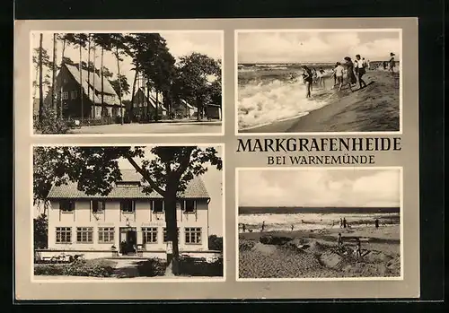 AK Markgrafenheide b. Warnemünde, Gaststätte Forsthaus und Strandansichten