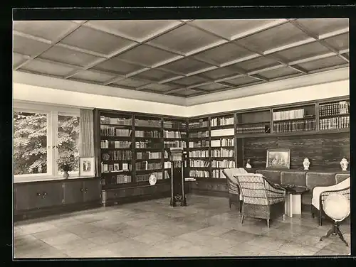 AK Hiddensee, Kloster, Gerhart-Hauptmann-Gedächtnisstätte, Bibliothek im Arbeitsraum