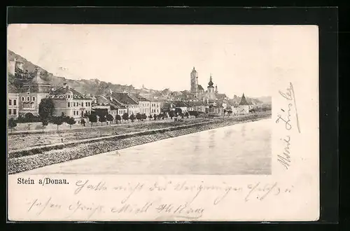 AK Stein a. Donau, Ortsansicht mit Kirche