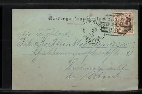 Mondschein-AK Maria-Taferl, Ortsansicht mit Wallfahrtskirche