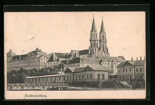 AK Klosterneuburg, Teilansicht mit Kirche