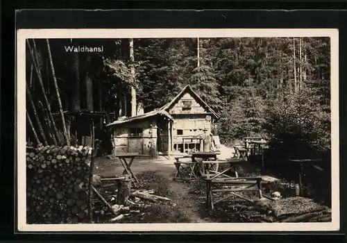 AK Mariazell, Gasthaus Waldhansl im Sonnenschein