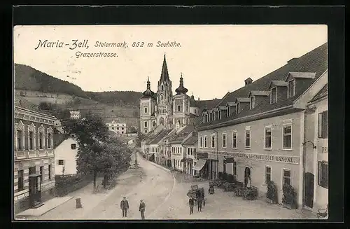 AK Mariazell, Blick in die Grazerstrasse