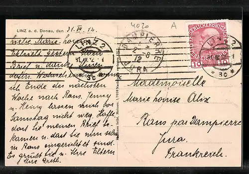 AK Linz a. d. Donau, Teilansicht mit Brücke