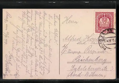 AK Linz a. D., Teilansicht mit Kirche