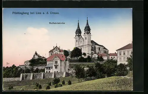 AK Linz a. d. Donau, Pöstlingberg mit Wallfahrtskirche