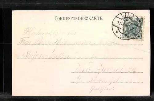 AK Linz a. d. Donau, Uferpartie mit Kirche