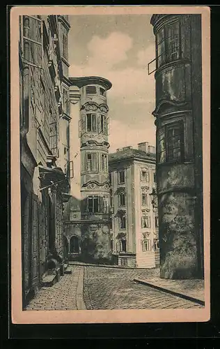 AK Linz a. D., Strasse Hofgasse mit alten Häusern in der Altstadt