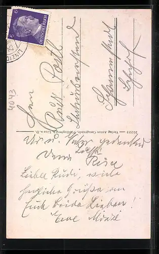 AK Pöstlingberg /Linz, Schwalbe mit Grussbrief vor der Kirche