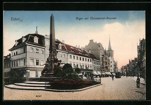 AK Erfurt, Anger mit Monumental-Brunnen