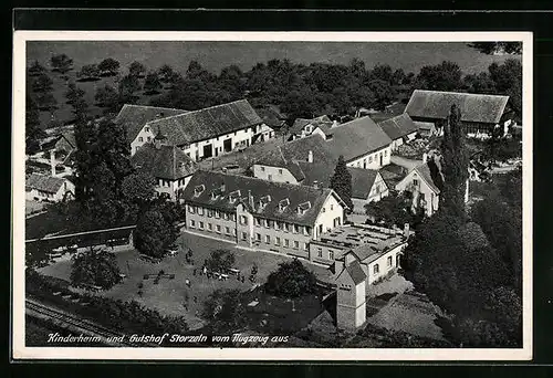 AK Storzeln, Kinderheim und Gutshof vom Flugzeug aus