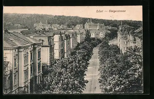 AK Erfurt, Siegerstrasse aus der Vogelschau