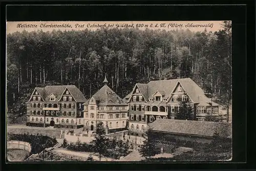 AK Calmbach /Schwarzw., Heilstätte Charlottenhöhe - Frontalansicht aus der Vogelschau