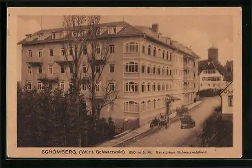 AK Schömberg /Schwarzw., Sanatorium Schwarzwaldheim aus der Vogelschau