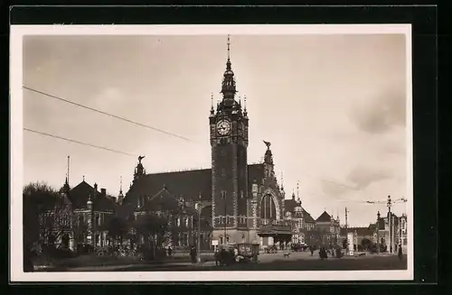AK Danzig, Totalansicht vom Hauptbahnhof