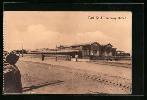 AK Port Said, Railway Station, Bahnhof