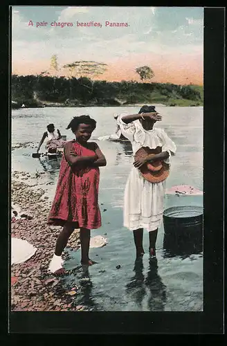 AK Panama, A pair chagres beauties, Junge Mädchen am Strand