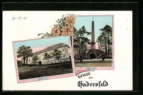 AK Hadersfeld, Obelisk, Ansicht vom Schloss