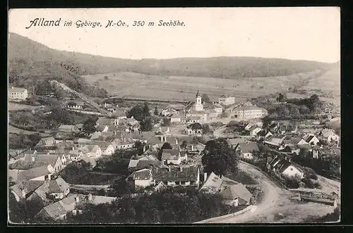 AK Alland i. Gebirge, Ortspartie mit Kirche