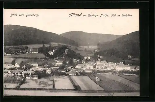 AK Alland, Blick auf den Ort vom Buchberg aus