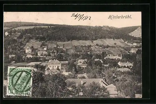 AK Winterbrühl, Ortspartie mit Feldern