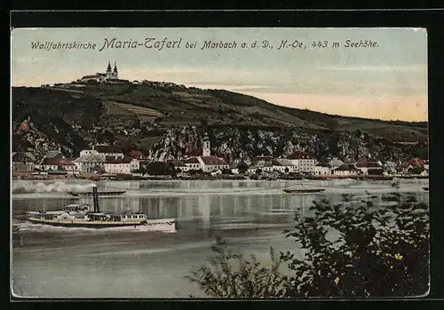 AK Maria Taferl b. Marbach, Ortspartie mit Wallfahrtskirche