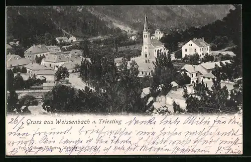 AK Weissenbach a. Triesting, Ortspartie mit Kirche