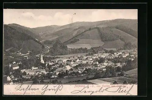 AK Aspang, Ortsansicht mit Kirche von Norden aus