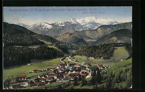 AK St. Aegyd, Ortsansicht mit Kirche