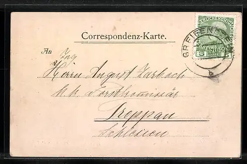 AK Greifenstein, Ortsansicht mit Ruine