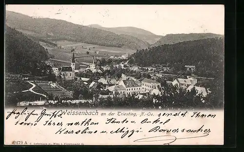 AK Weissenbach a. d. Triesting, Ortsansicht mit Kirche