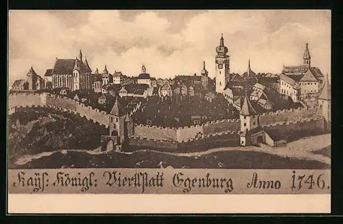 AK Eggenburg, Ortsansicht mit Kirche 1746