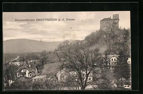 AK Greifenstein a. d. Donau, Blick zur Ruine