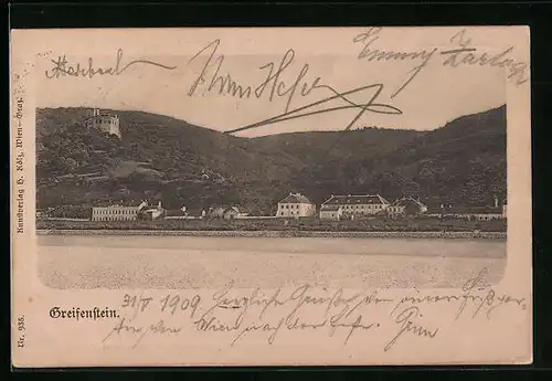 AK Greifenstein a. d. Donau, Blick zur Ruine